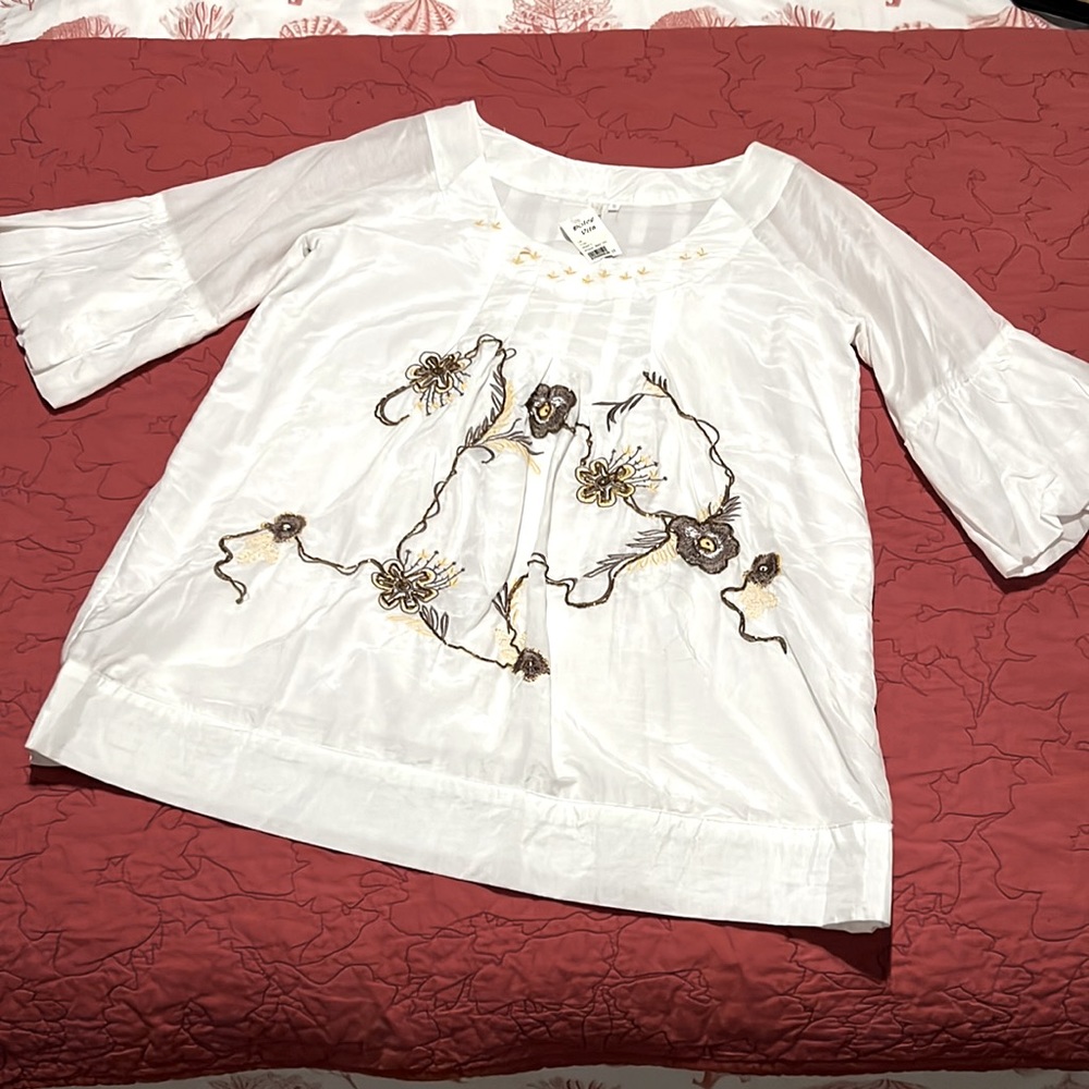 NWT White beaded top